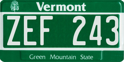 VT license plate ZEF243