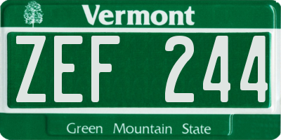 VT license plate ZEF244