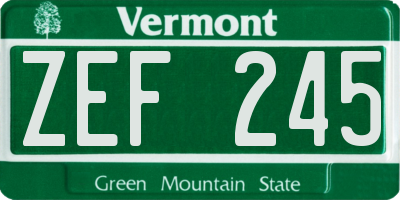 VT license plate ZEF245