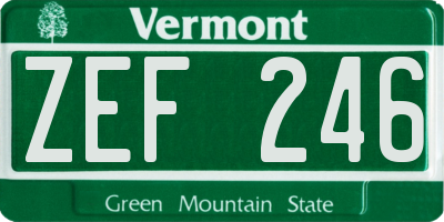 VT license plate ZEF246