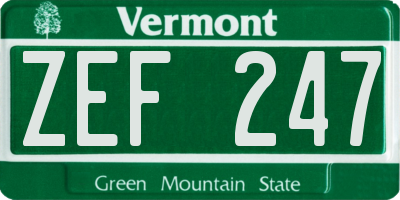 VT license plate ZEF247