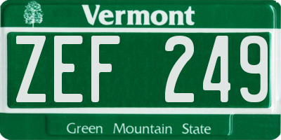 VT license plate ZEF249
