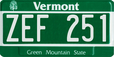VT license plate ZEF251