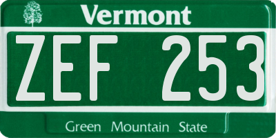 VT license plate ZEF253