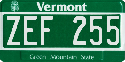 VT license plate ZEF255