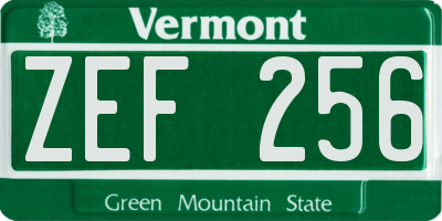 VT license plate ZEF256