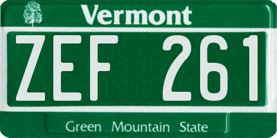VT license plate ZEF261