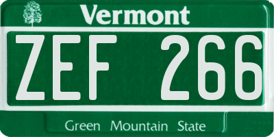 VT license plate ZEF266