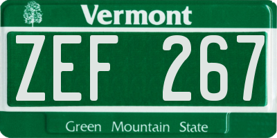 VT license plate ZEF267
