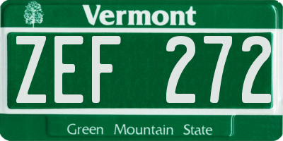 VT license plate ZEF272