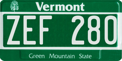 VT license plate ZEF280