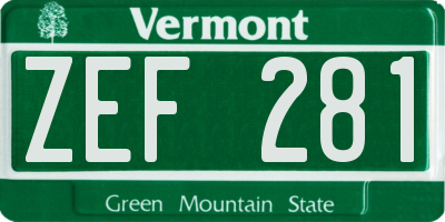 VT license plate ZEF281