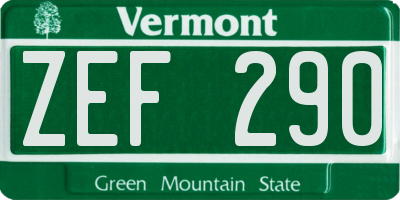 VT license plate ZEF290