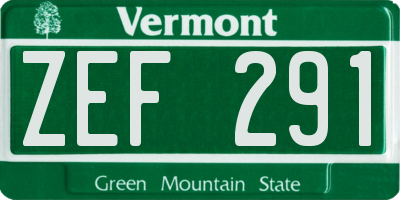 VT license plate ZEF291