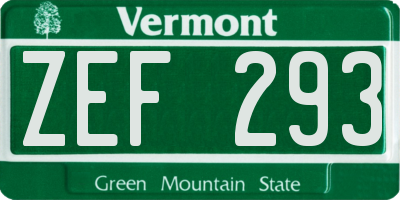 VT license plate ZEF293