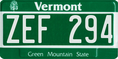 VT license plate ZEF294