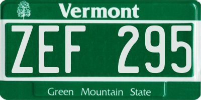 VT license plate ZEF295