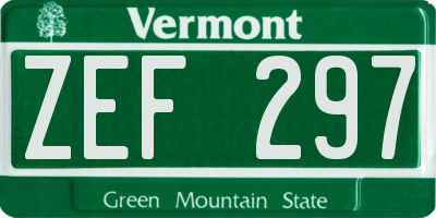 VT license plate ZEF297