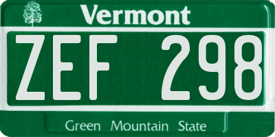 VT license plate ZEF298