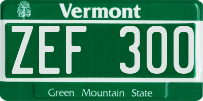 VT license plate ZEF300