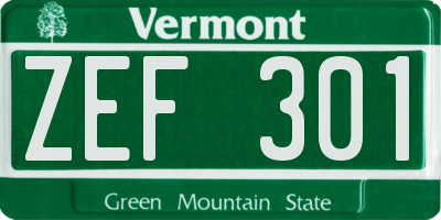 VT license plate ZEF301