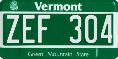 VT license plate ZEF304