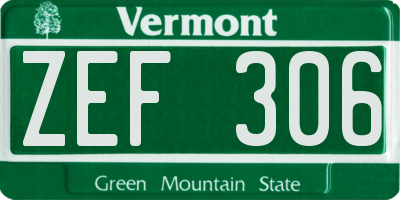 VT license plate ZEF306