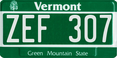 VT license plate ZEF307