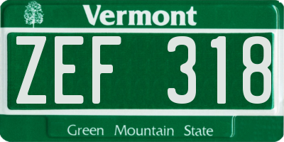 VT license plate ZEF318