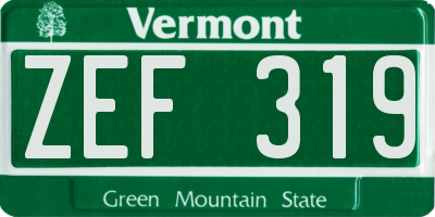 VT license plate ZEF319