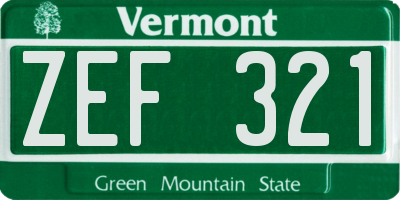 VT license plate ZEF321