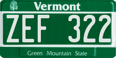 VT license plate ZEF322