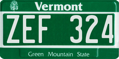 VT license plate ZEF324