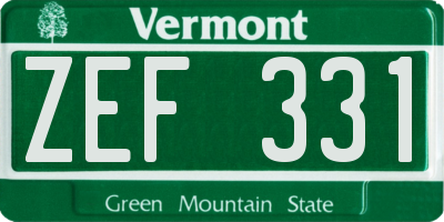 VT license plate ZEF331