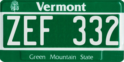 VT license plate ZEF332