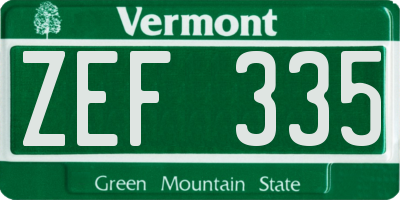 VT license plate ZEF335