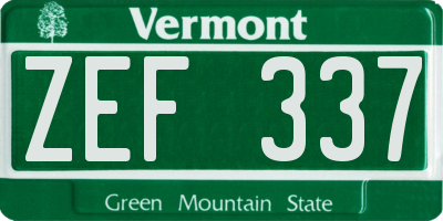 VT license plate ZEF337