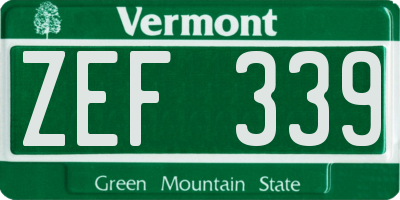 VT license plate ZEF339