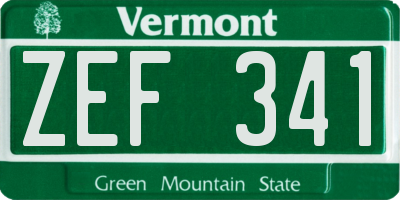 VT license plate ZEF341