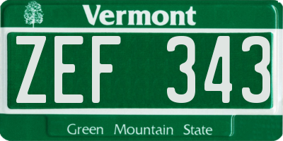VT license plate ZEF343