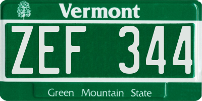 VT license plate ZEF344
