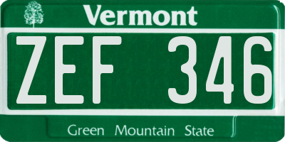 VT license plate ZEF346