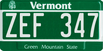 VT license plate ZEF347