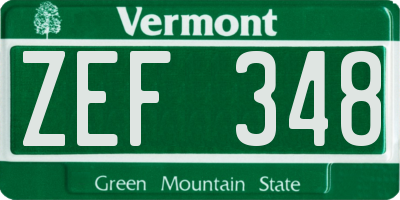 VT license plate ZEF348