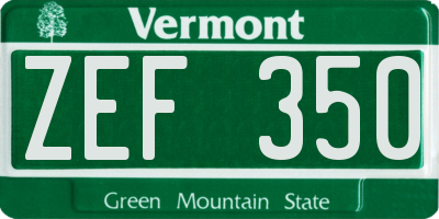 VT license plate ZEF350