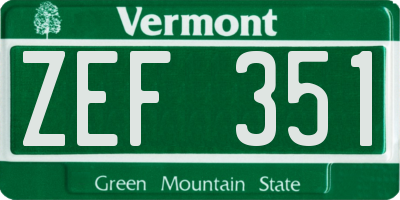 VT license plate ZEF351