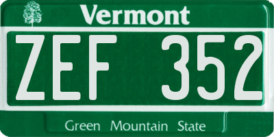 VT license plate ZEF352
