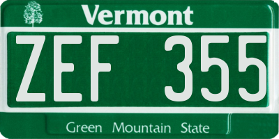 VT license plate ZEF355