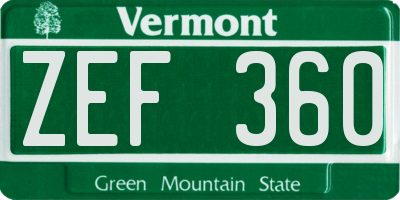 VT license plate ZEF360