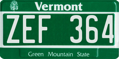 VT license plate ZEF364